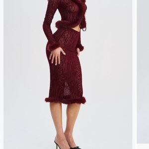 Elegant Burgundy Midi Skirt